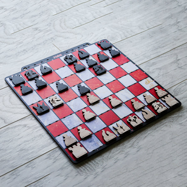 Galliard Games Wall Chess with Black Chessmen (Red Stone)