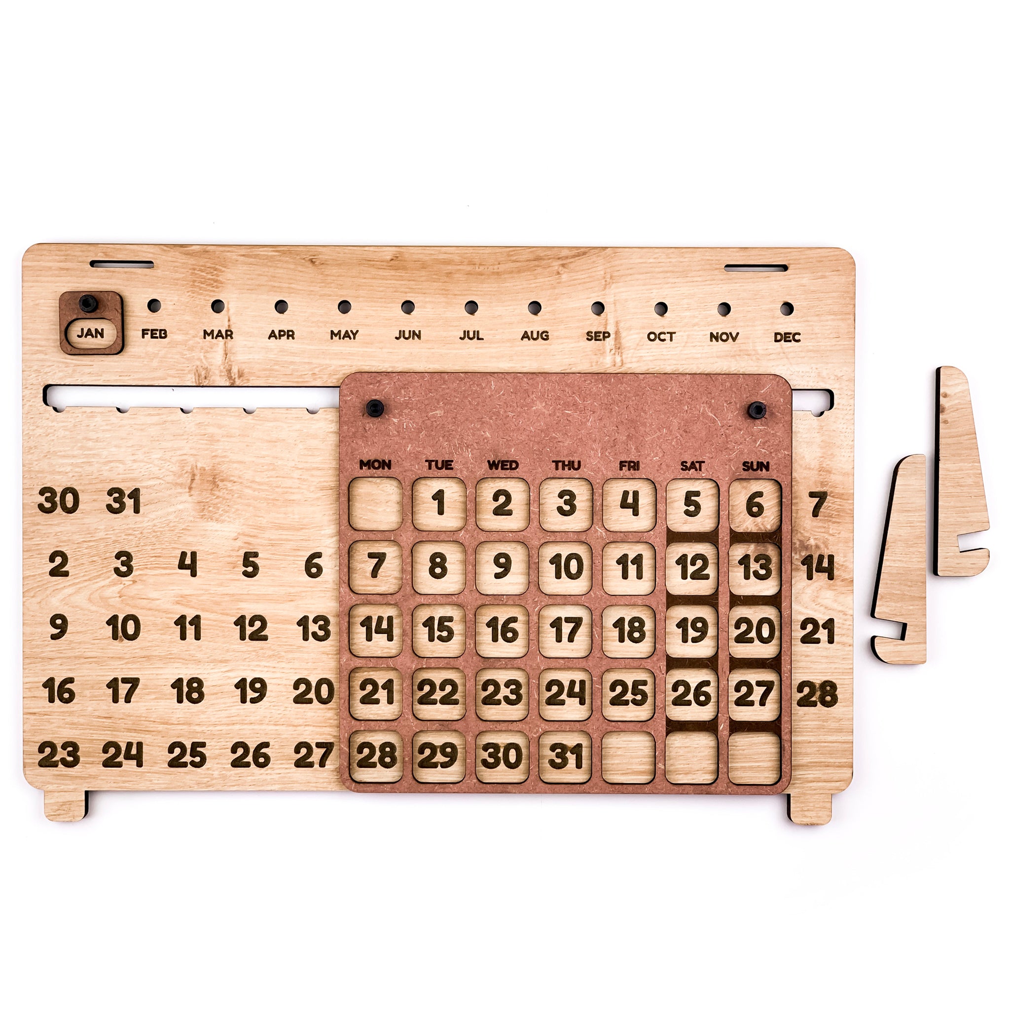 Perpetual Rectangular Calendar, 16 Inch, Beige Oakwood Finish - Image 2