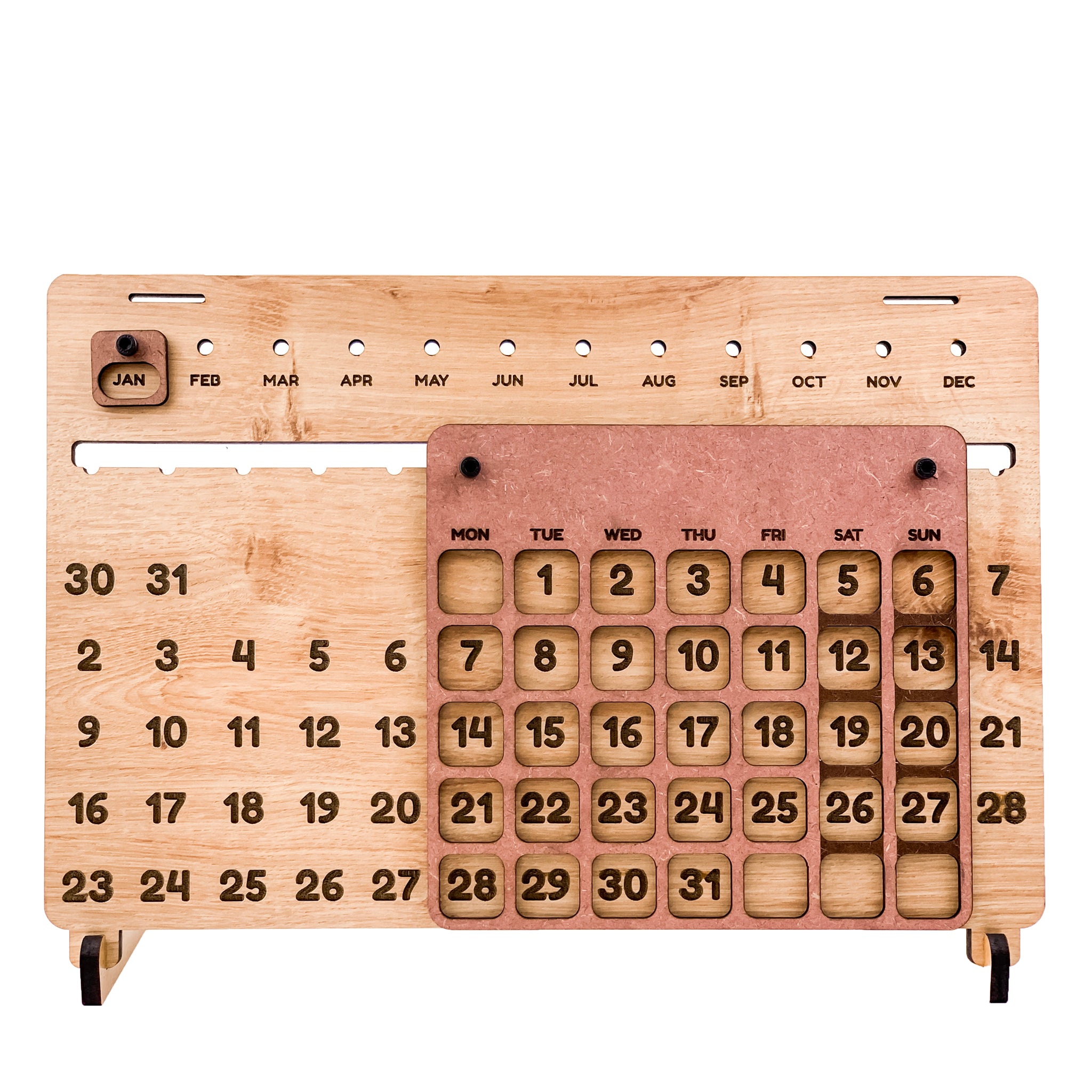 Perpetual Rectangular Calendar, 16 Inch, Beige Oakwood Finish - Image 3