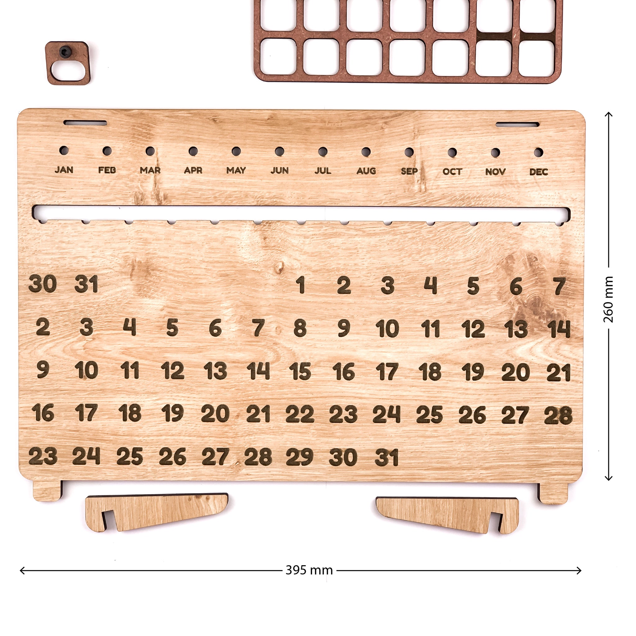 Perpetual Rectangular Calendar, 16 Inch, Beige Oakwood Finish - Image 4
