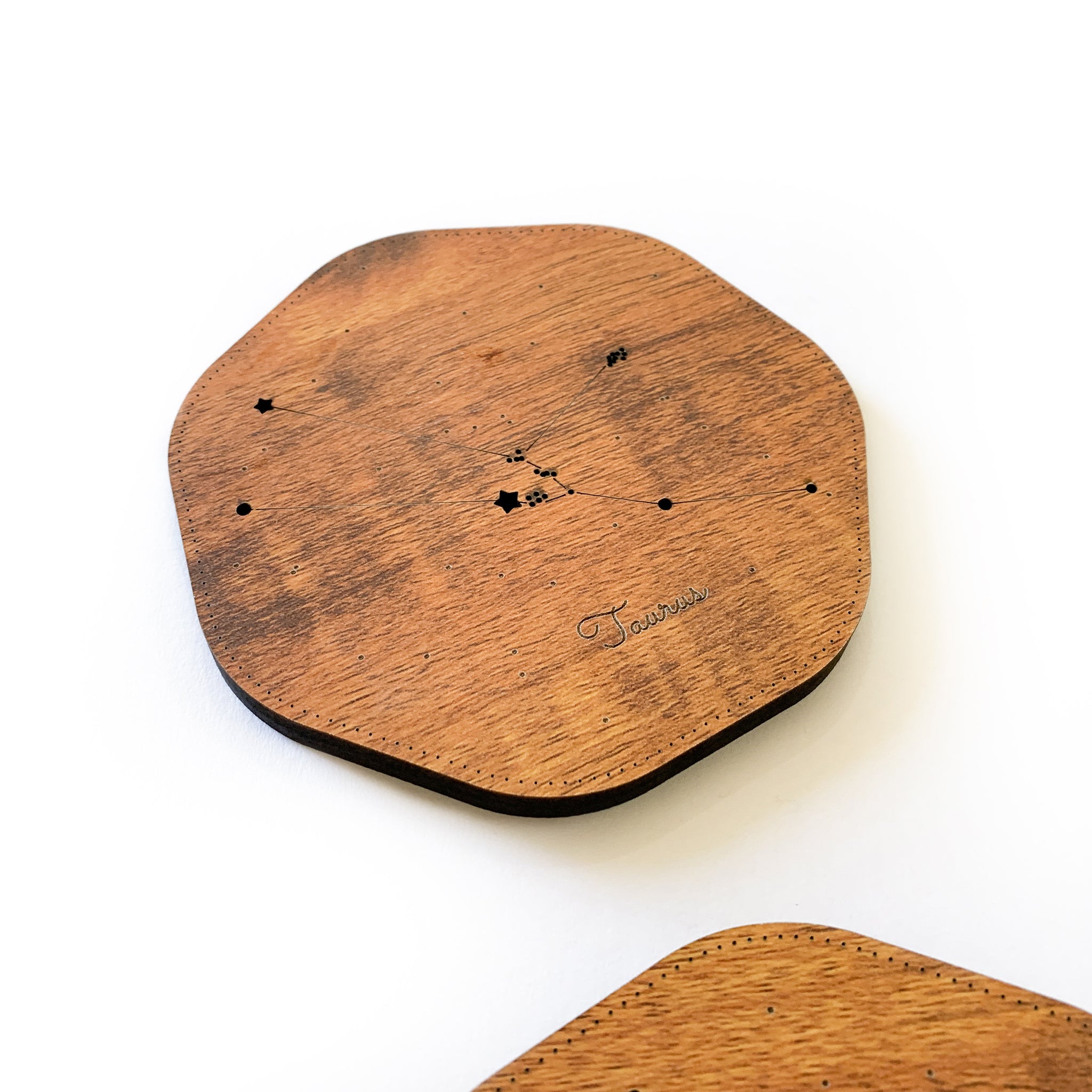 Constellation Coasters, Orion Leo Cassiopeia Taurus, Set Of 4, Red Teakwood - Image 4