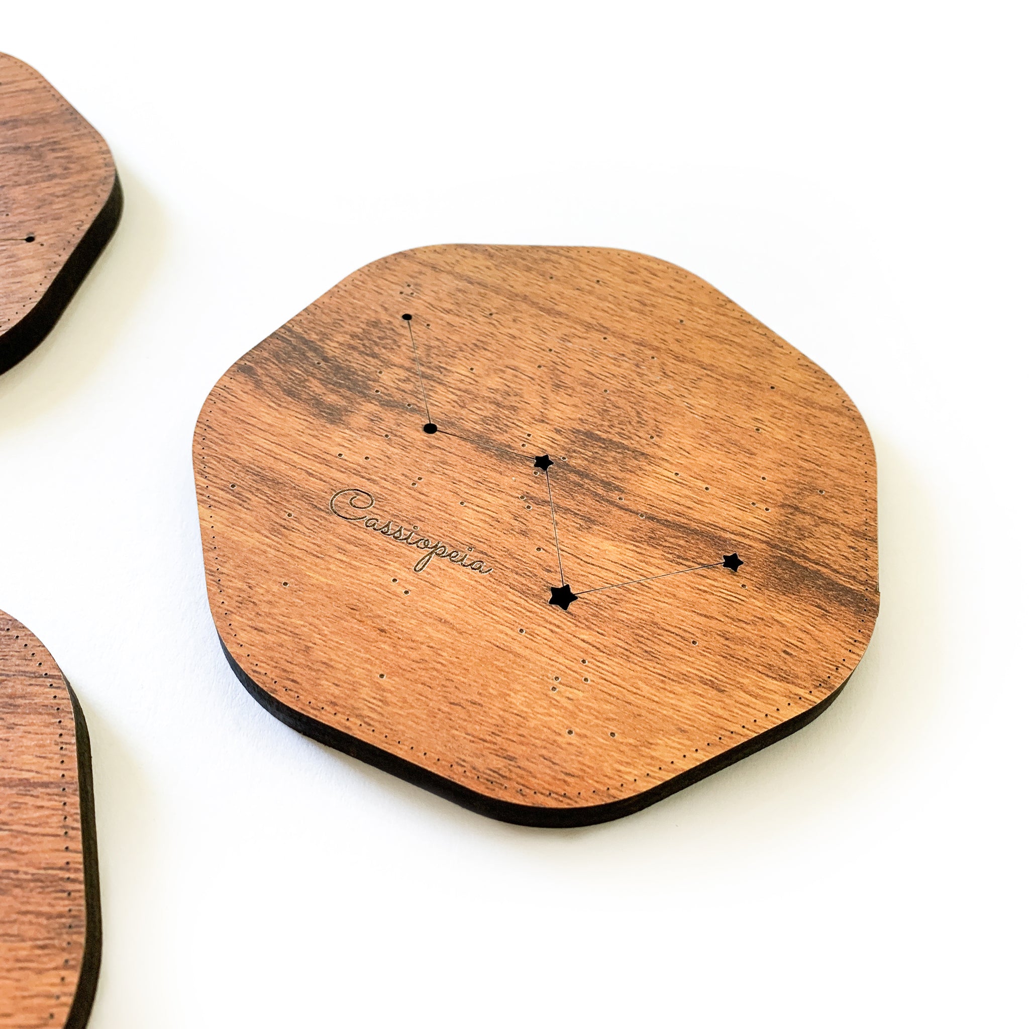 Constellation Coasters, Orion Leo Cassiopeia Taurus, Set Of 4, Red Teakwood - Image 5