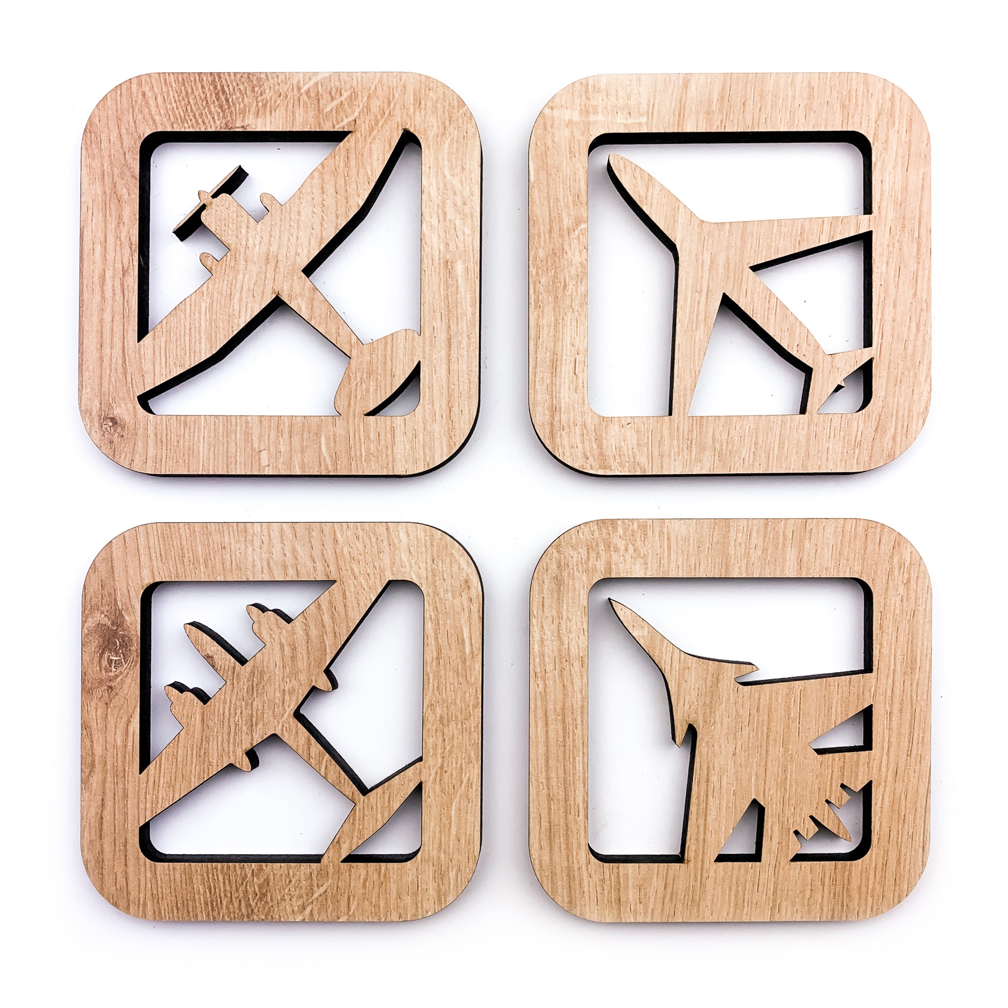 Planes Coasters, Set Of 4, Beige Oakwood - Image 2