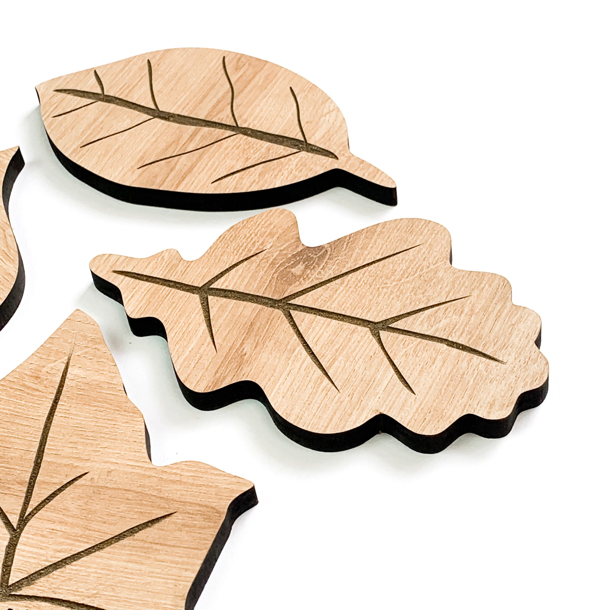 Leaves Coasters, Set Of 4, Beige Oakwood - Image 3