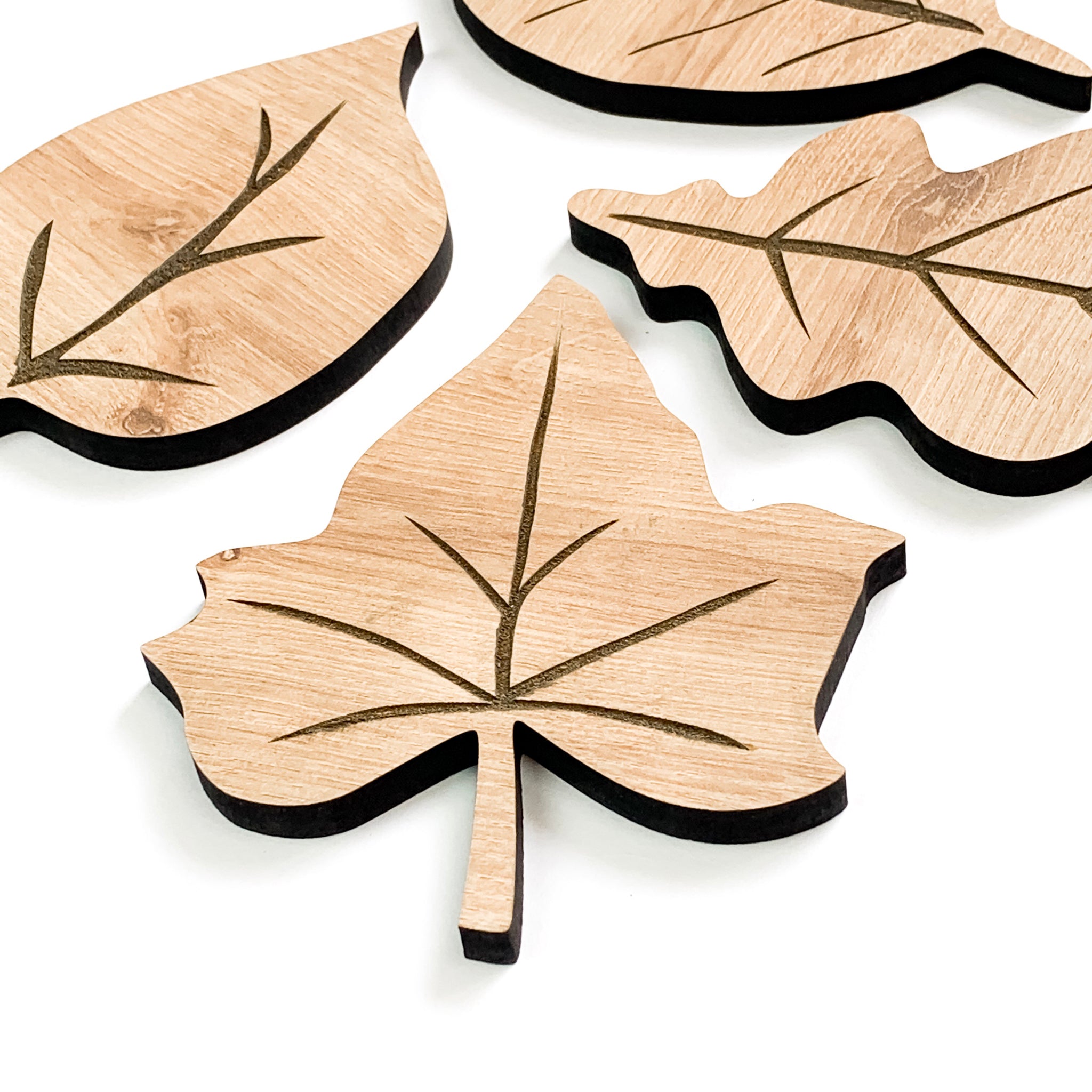 Leaves Coasters, Set Of 4, Beige Oakwood - Image 4