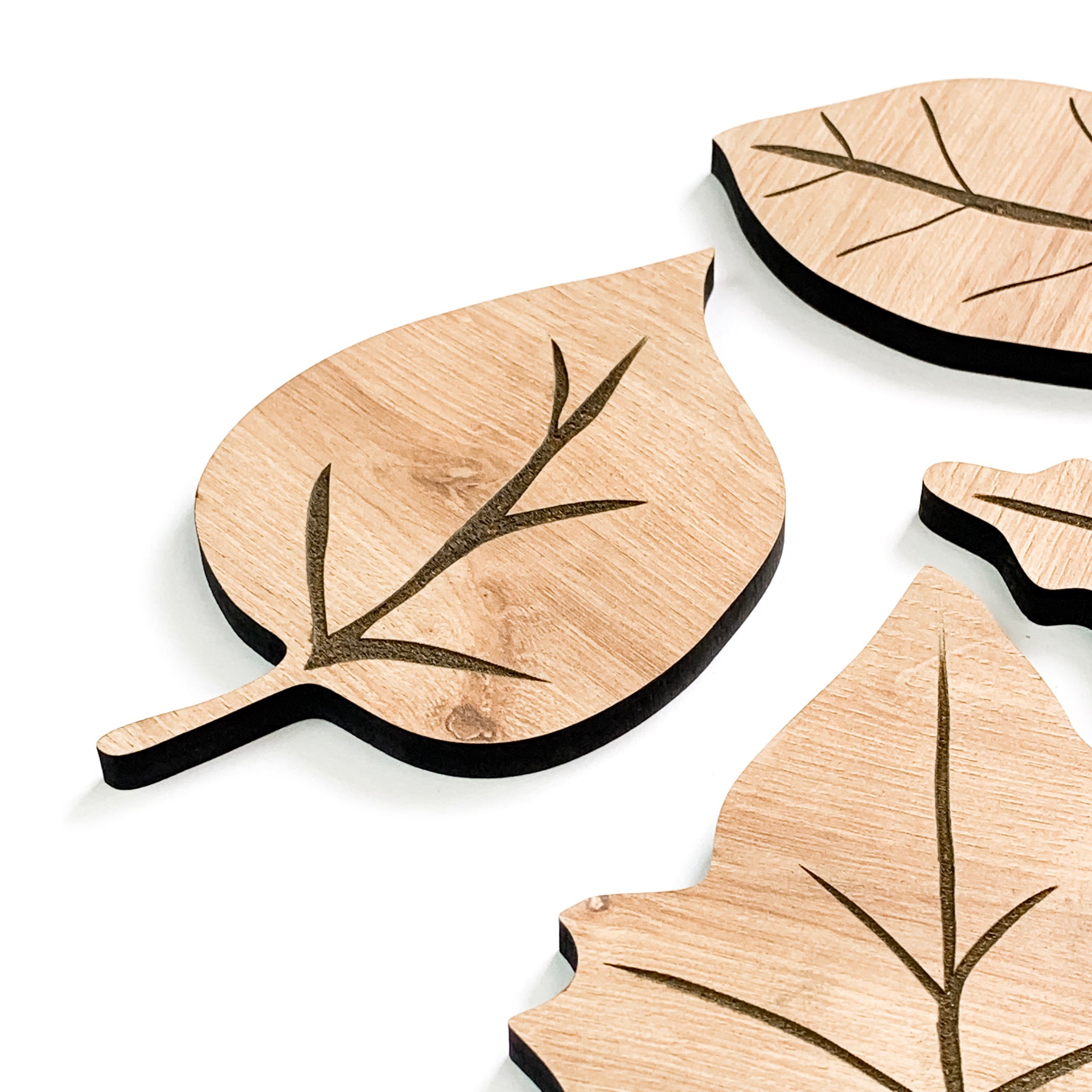 Leaves Coasters, Set Of 4, Beige Oakwood - Image 5